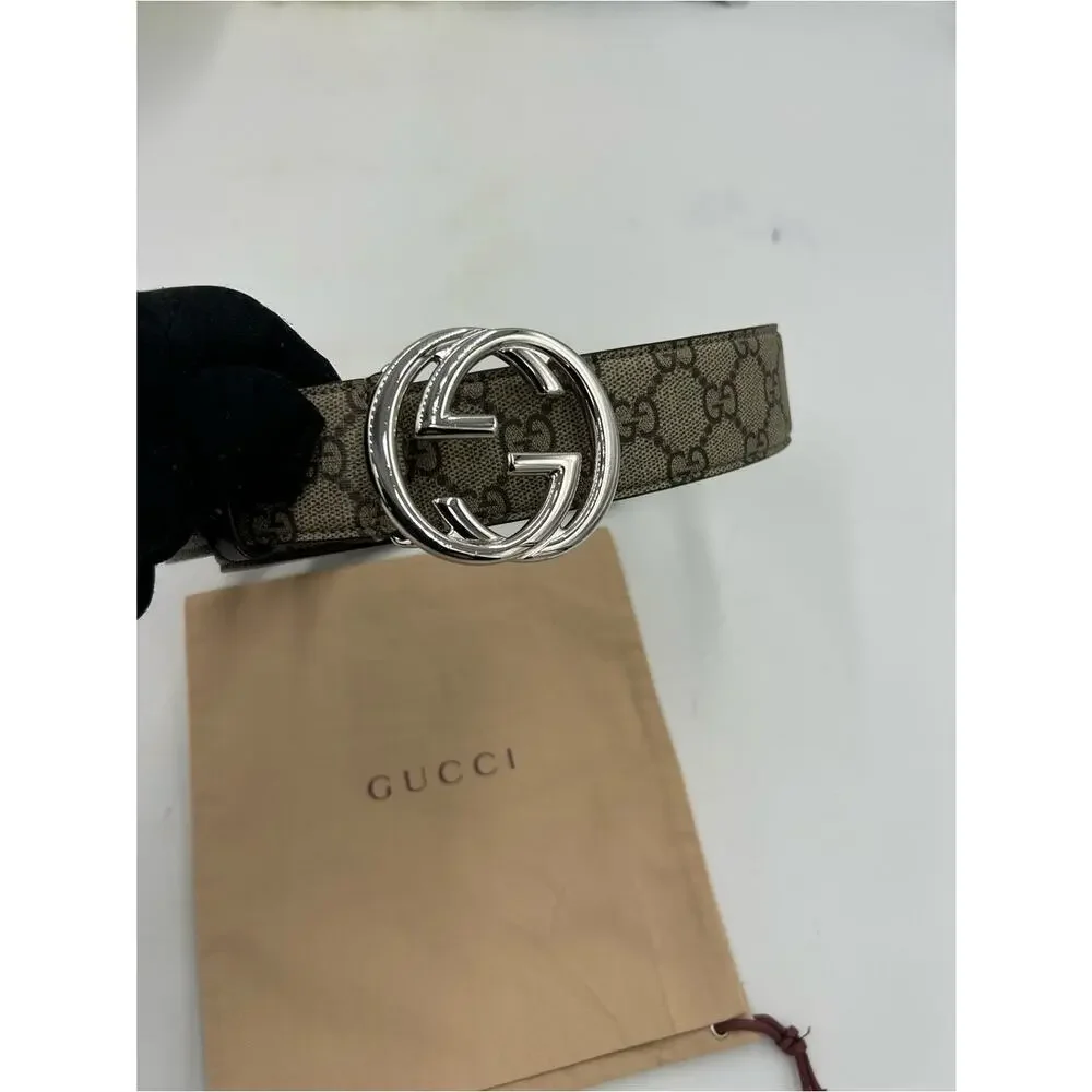 Men's Gucci GG Supreme belt interlocking G buckle size 80/32 inches made Italy